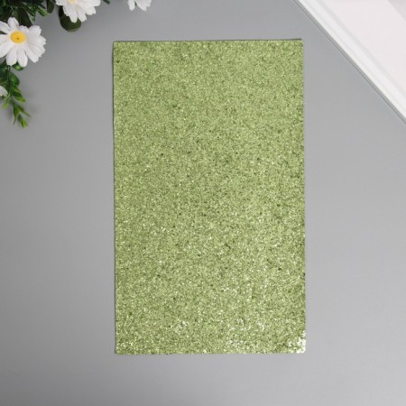 Liszt for creativity claims. Kozh "Large sparkles" light green sheet 33x20 cm thick 0.84 mm 104805-1