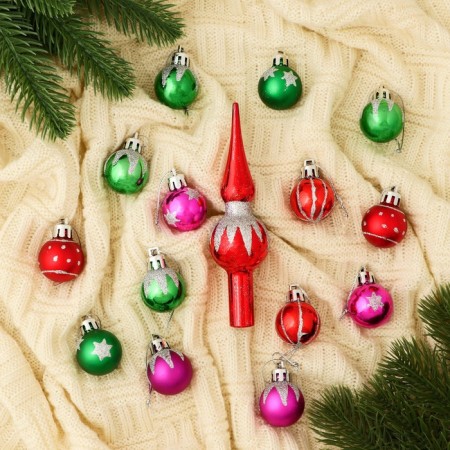 A set of jewelry plastic 15 pcs "Christmas Eve" paint, D-3 cm, tip 13 cm