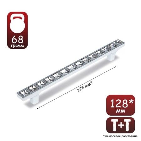 Tundra handle PC165CR, m/o 128 mm, chromium color
