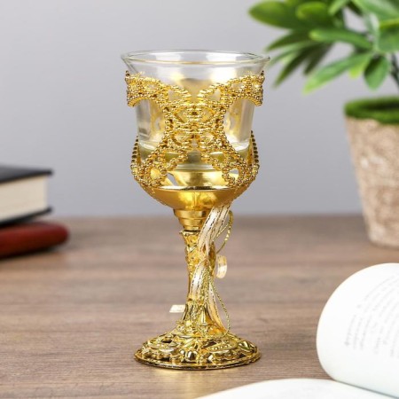Climber Plastic, glass for 1 candle "Heart and Bant" Gologa Gold 12.5x6.3x6.3cm-2