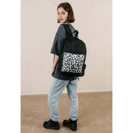 Backpack School Youth "Leopard", 33x13x37, lightning department, n/pocket, black-8