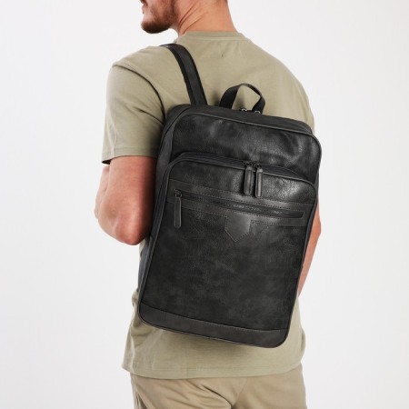 Male backpack on a zipper, 2 outer pockets, color gray color-6