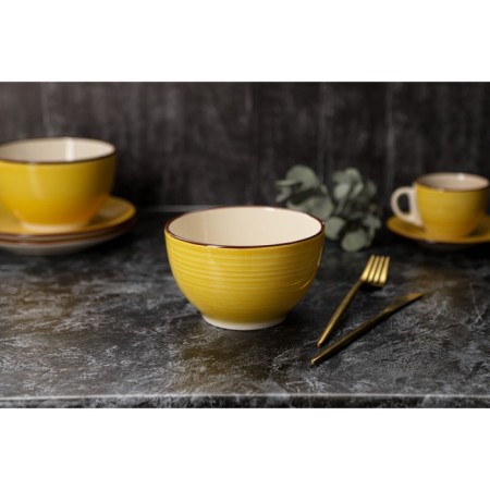 Basilly Ceramic Dolyana "Sea World", 800 ml, d = 14 cm, yellow color-6