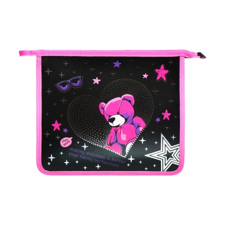 Folder d/notebooks A5 zipper on top plastic 205*240 pt 73-12 Girl Bright bear foil 72734-1