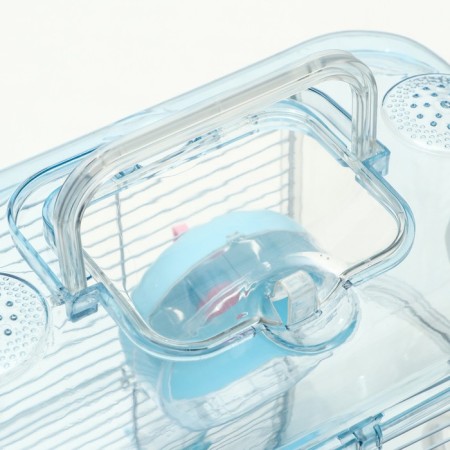 A cage for rodents with a tunnel and filling, 32 x 31 x 39 cm, blue-10