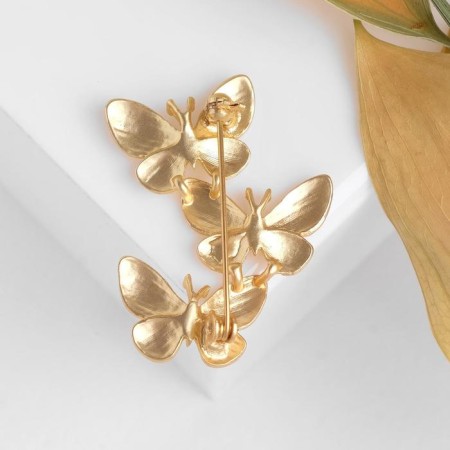 Brooch "Butterflies Trio", color matte gold-1