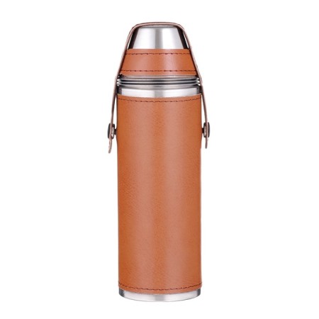 Alcohol flask, stainless steel, gift, 300 ml, with 3 piles of 30 ml-3