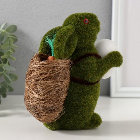 Souvenir Foam "Rabbit green with an testicle and a basket with carrots" 15x7x15.5 cm-1