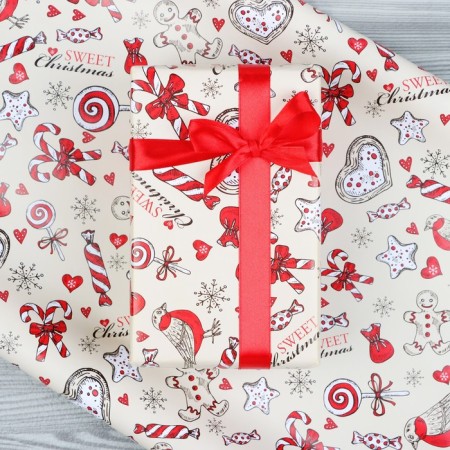 Glossy packaging paper "Christmas candy", 70 x 100 cm, 1 sheet