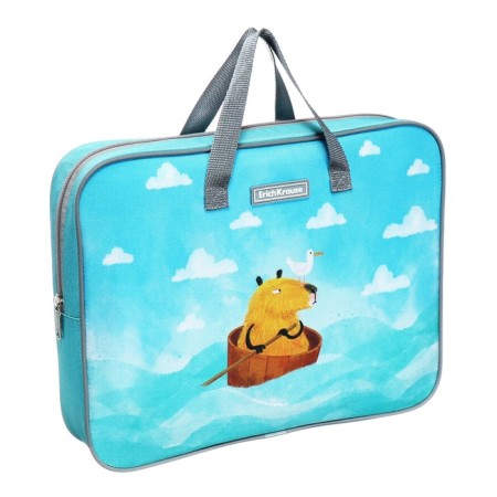 Folder with A4+handles, 360 x 290 x 70 mm, textile, Erichkrause Capybara Travel 60237-1