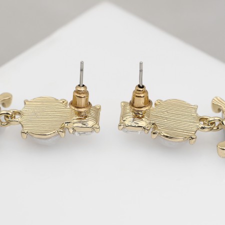Earrings with pearls "bead" countess, white-gray color in gold-2