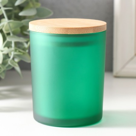 Bank for suppositories glass with a green semi -duma lid 220 ml 7x7x8.4 cm