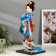 Collector doll "Japanese in a silk blue kimono with flute" 30x12.5x12.5 cm