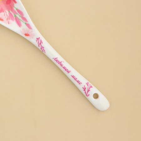 Spoon of souvenir “mothers like button”, ceramics, 2.5 x 12.5 cm.-7