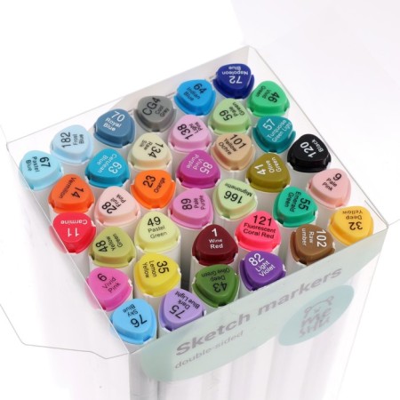Meshu bilateral markers for sketching, 36 colors (basic colors)-1