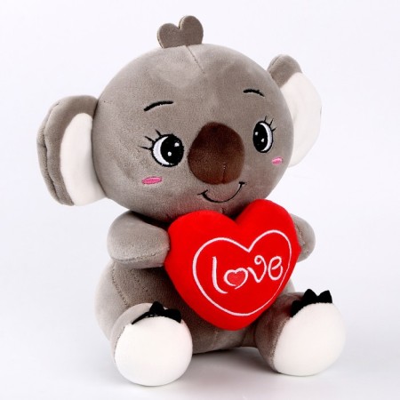Soft toy "Koala" with a heart, 22 cm, color gray color-3