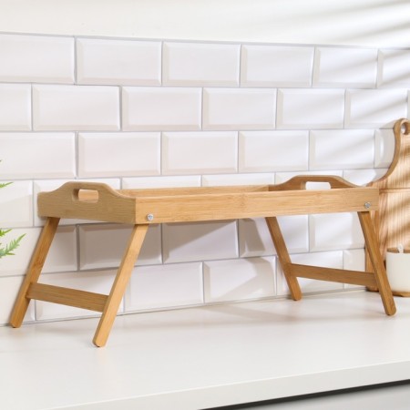 Table - breakfast tray with handles, folding, bamboo-7