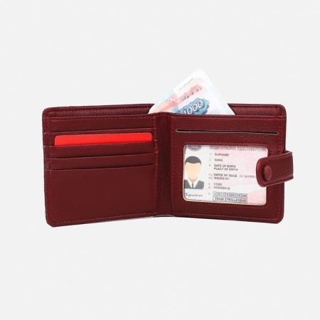 Women's wallet on the button, burgundy color-4