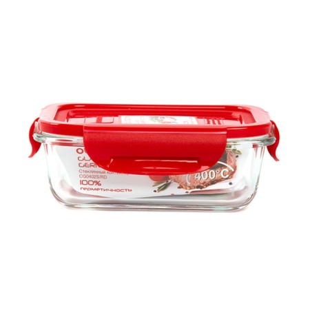 Oursson glass container, 370 ml, red-1