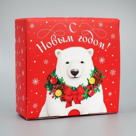 Folding box "New Year's bear", 15 x 15 x 7 cm, New Year-1