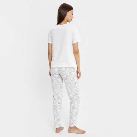 Homemade set (T -shirt, trousers), dairy color, size 50-1