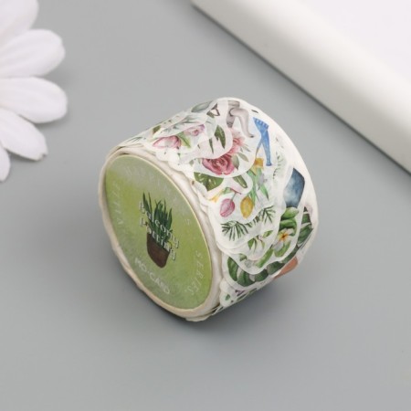 Stick Paper "Home flowers" 1.2 - 2.5 cm 100 pcs in a roll 11x8 cm-1