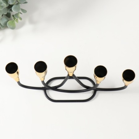 Summary Metal for 5 candles of "Singer" black with gold 24.5x5.8x15.5 cm-4