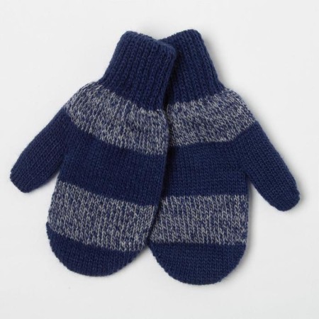 Mittens for a boy, gray/blue color, size 14