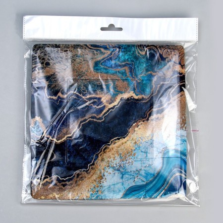 A plate disposable paper square "marble", blue, 21 cm-4
