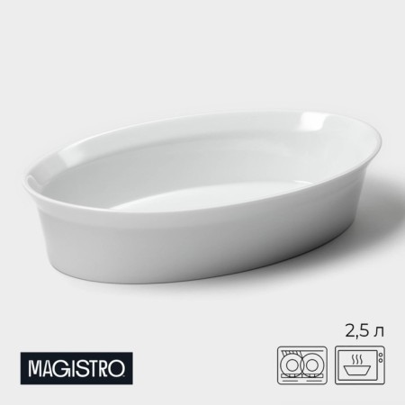 Baking form of heat -resistant ceramics Magistro White Gloss, 2.5 l, 34 × 22 × 6.5 cm