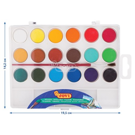 Dry watercolor jovi, 18 colors, d = 20 mm, with a brush-5