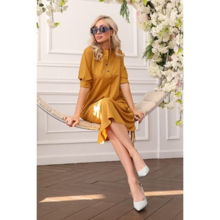 Female dress, size 46, mustard color-6