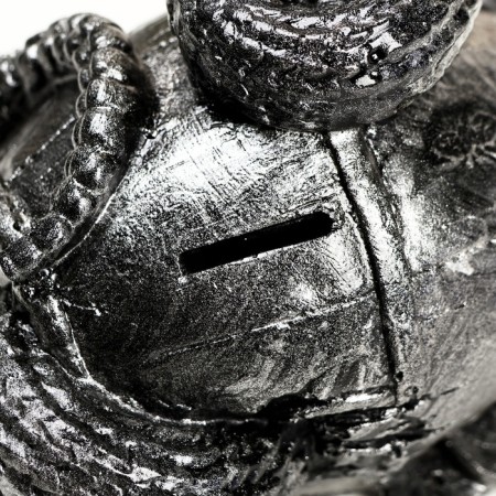 The piggy bank "Snake with a barrel" Small silver, 14x19x12cm-4