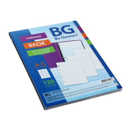 Smooth block for notebooks on rings A5, 120 sheets in a cage, white, 60 g/m2-1