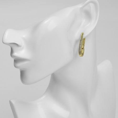 Earrings with rhinestones Xuping recognition, path, white color in gold-2