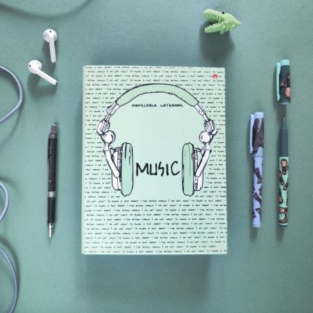 Notebook on rings, 160 sheets in the Soundmania cage, solid cover, glossy lamination, with a change of block-3