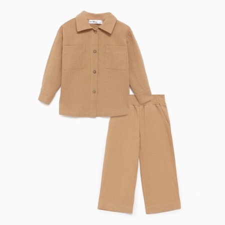 Костюм (рубашка и брюки) детский KAFTAN "Лен", размер 28 (86-92см) бежевый-8