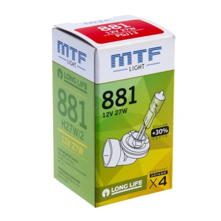 Automobile lamp MTF Standard+30%, H27/2 (881), 12 V, 27 W, 3000-4000K-1
