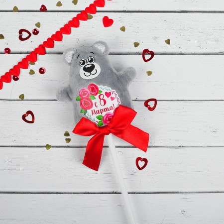Soft toy on the stick "since March 8", Bear-1