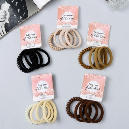 Hair elastic band "Vasilisa" (set 4 pcs) classic, 4 cm, mix-1