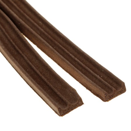 Window seal, profile E, on an adhesive base, brown, in a package of 10 m-1