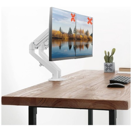 UNITEKI FMGT82W bracket for two monitors to the table, gas elevator, diagonal 17-27 inches-3