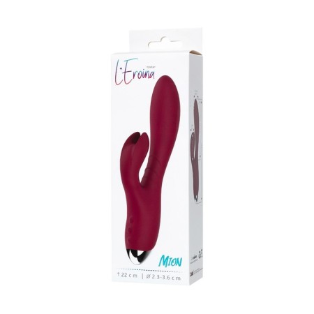 Vibrator with clitoral stimulant L’Eroina by Toyfa Mion, silicone, burgundy, 22 cm-6