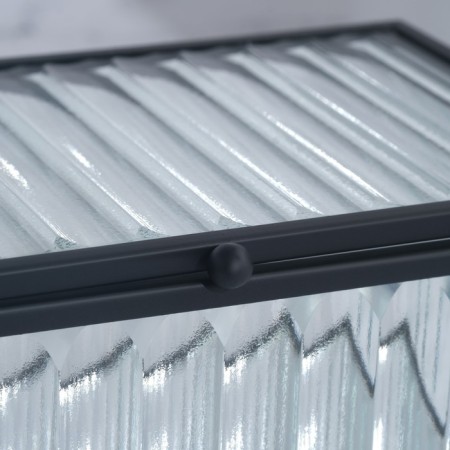 Organizer for storage "Ribbed", 1 section, with a lid, glass, with a mirror base, 14.5 × 8.5 cm, the color is transparent/black-7