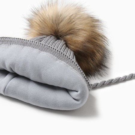 Children's hat minku with insulation, rr 46-48, color gray color-1