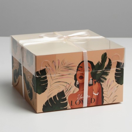 Capcake box, confectionery packaging, 4 cells, “wild”, 16 x 16 x 10 cm