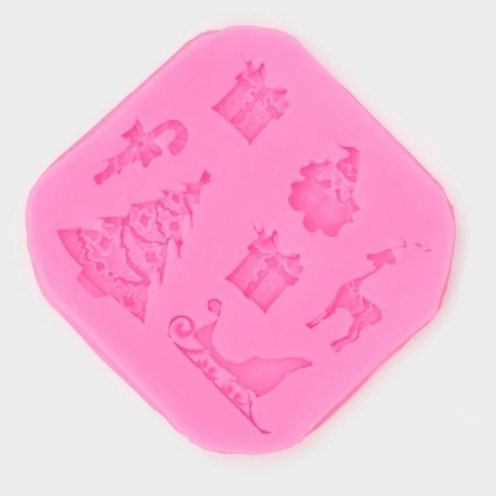 Mold "New Year's Eve", silicone, 8 × 1.1 cm, pink color-1