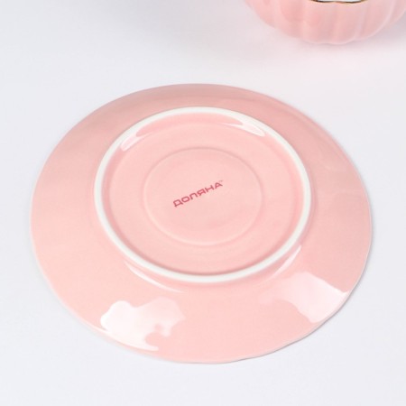 Service Porcelain Tea Dauline "Vivien", 12 objects: 6 cups 200 ml, 6 saucer d = 15 cm, pink color-2