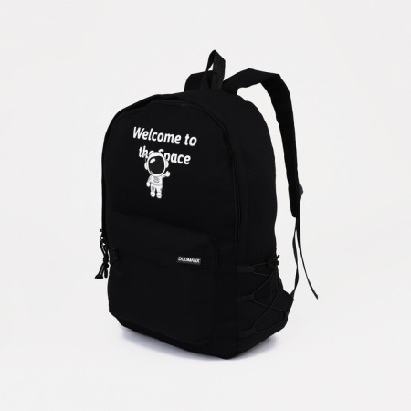 School backpack from textiles on lightning, 3 pockets, black color