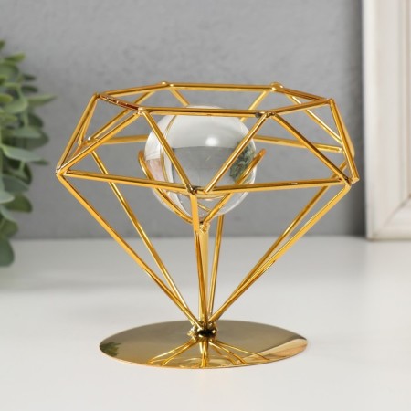 Souvenir interior metal, glass "Diamond" gold 14x12x11 cm-1